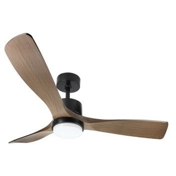 LED lubų šviestuvas/ventiliatorius, 18W, CCT šviesa, juodas/medis, nuotolinis valdymas