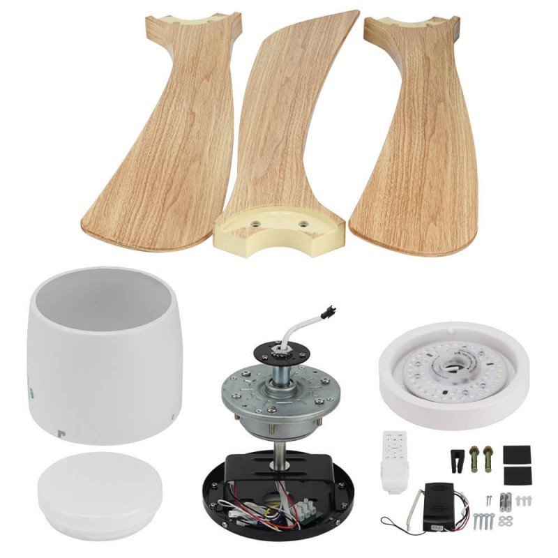 LED lubų šviestuvas/ventiliatorius, 18W, CCT šviesa, baltas/medis, nuotolinis valdymas LED lubų šviestuvas/ventiliatorius, 18W, CCT šviesa, baltas/medis, nuotolinis valdymas