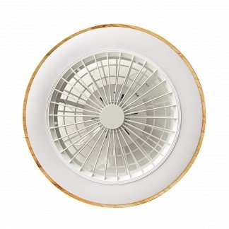 LED lubų šviestuvas/ventiliatorius, 36W, CCT šviesa, baltas/medis, nuotolinis valdymas