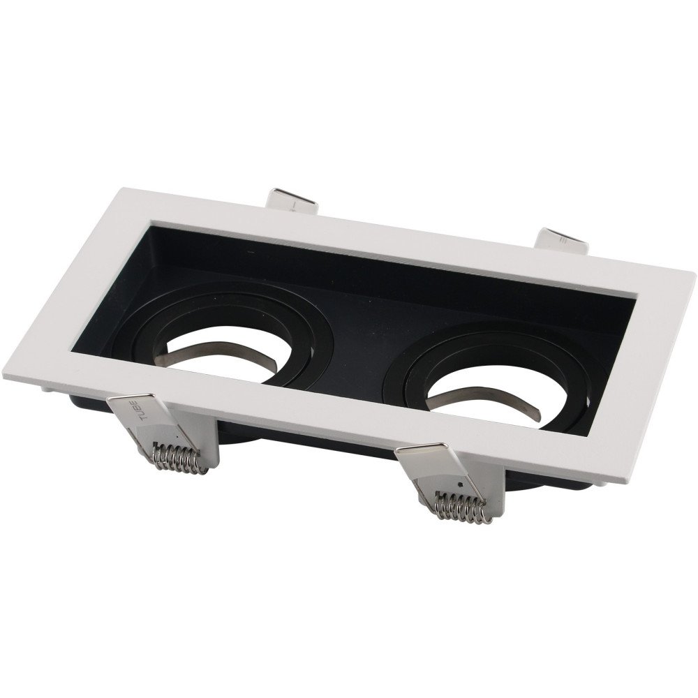 LED taškinis šviestuvas, kvadratinis, baltas/juodas, 2 lizdai