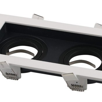 LED taškinis šviestuvas, kvadratinis, baltas/juodas, 2 lizdai