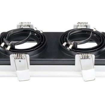 LED taškinis šviestuvas, kvadratinis, baltas/juodas, 2 lizdai