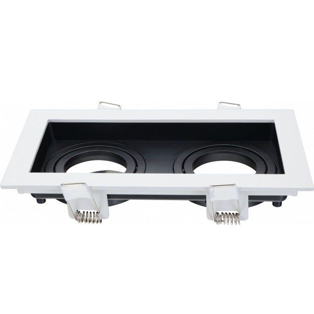 LED taškinis šviestuvas, kvadratinis, baltas/juodas, 2 lizdai