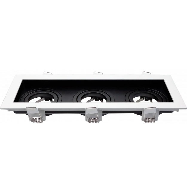 LED taškinis šviestuvas, kvadratinis, baltas/juodas, 3 lizdai