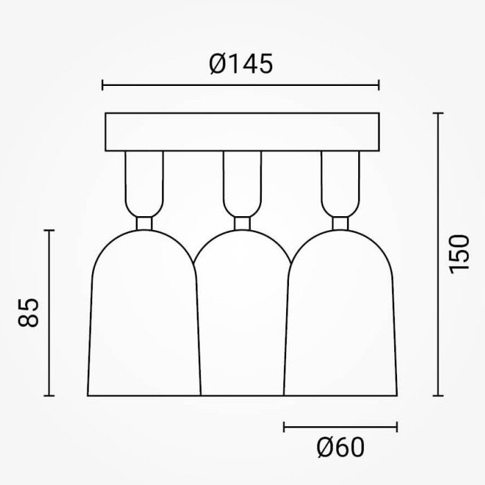 LED taškinis šviestuvas, plastikinis, 3xGU10, juodas
