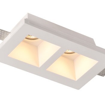 LED lubų šviestuvas, kvadratinis, gipsinis, 2 lizdai