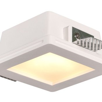 LED lubų šviestuvas, kvadratinis, gipsinis, matinis stiklas, 1 lizdas