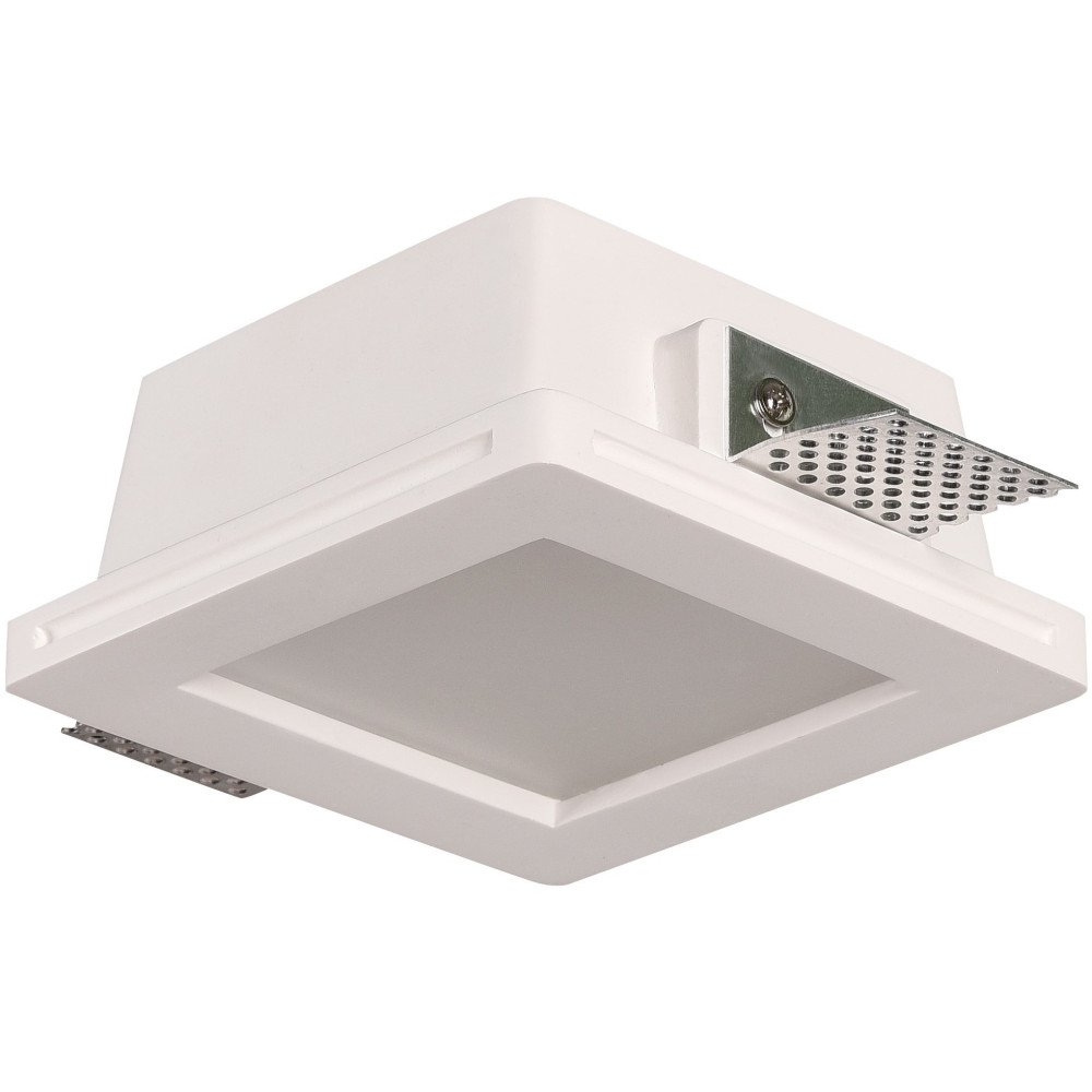 LED lubų šviestuvas, kvadratinis, gipsinis, matinis stiklas, 1 lizdas
