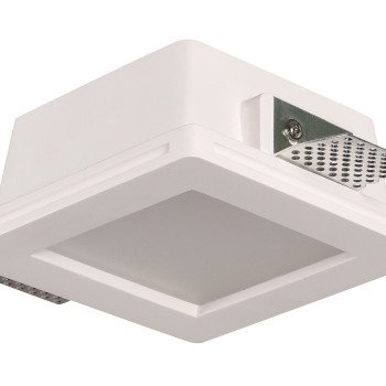 LED lubų šviestuvas, kvadratinis, gipsinis, matinis stiklas, 1 lizdas