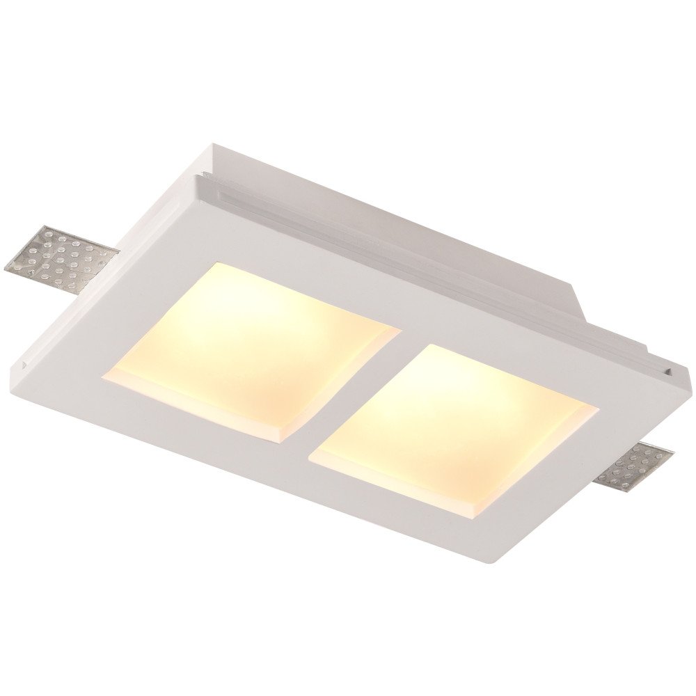 LED lubų šviestuvas, kvadratinis, gipsinis, matinis stiklas, 2 lizdai LED lubų šviestuvas, kvadratinis, gipsinis, matinis stiklas, 2 lizdai