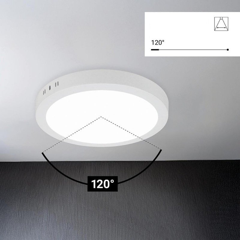 LED paviršinė panelė, apvali, 24W, šilta balta šviesa