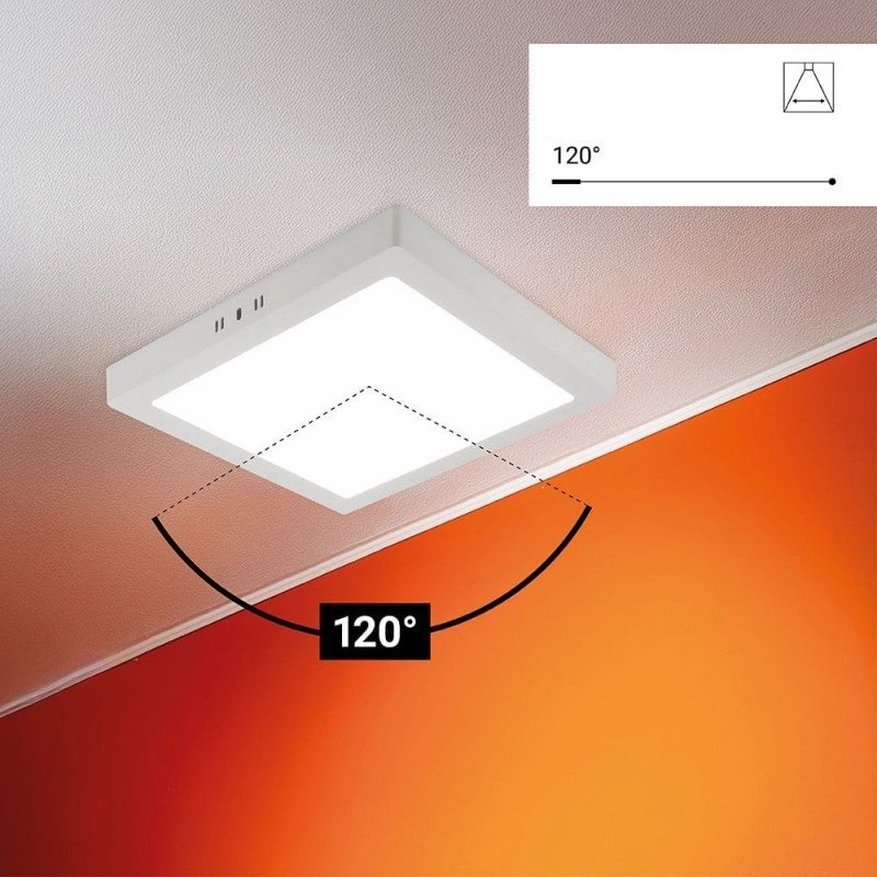 LED paviršinė panelė, kvadratinė, 24W, šalta balta šviesa