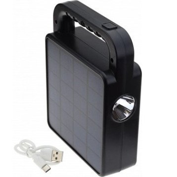 Nešiojamas prožektorius + garsiakalbis, 3.5W, pakraunamas saulėje, Bluetooth, juodas, CCT spalvos