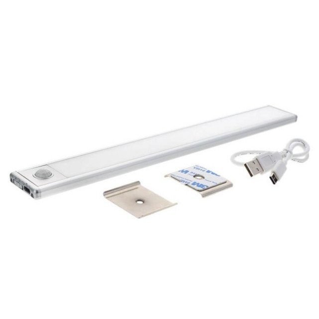 LED šviestuvas, 1.5W, PIR jutiklis, sidabrinis, šilta balta šviesa LED šviestuvas, 1.5W, PIR jutiklis, sidabrinis, šilta balta šviesa
