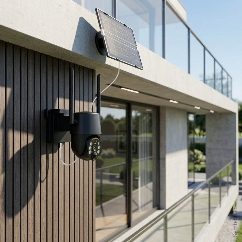 4MP Wi-Fi saulės IP kamera, juoda 4MP Wi-Fi saulės IP kamera, juoda