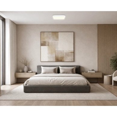 LED lubų šviestuvas, 18W, kvadratinis, mikrobangų jutiklis, CCT šviesa LED lubų šviestuvas, 18W, kvadratinis, mikrobangų jutiklis, CCT šviesa