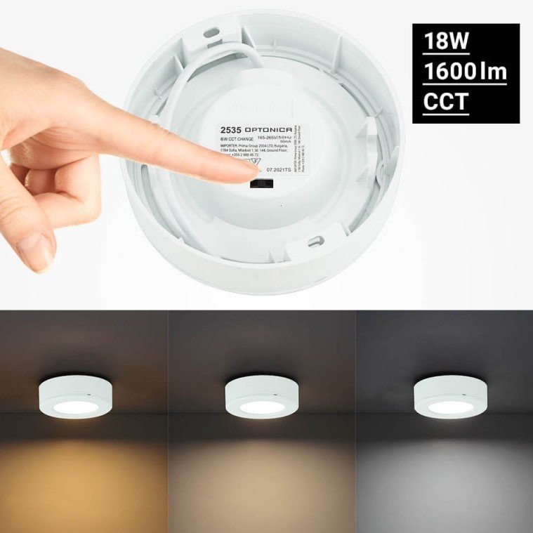 LED paviršinė panelė, apvali, 6W, CCT šviesa LED paviršinė panelė, apvali, 6W, CCT šviesa
