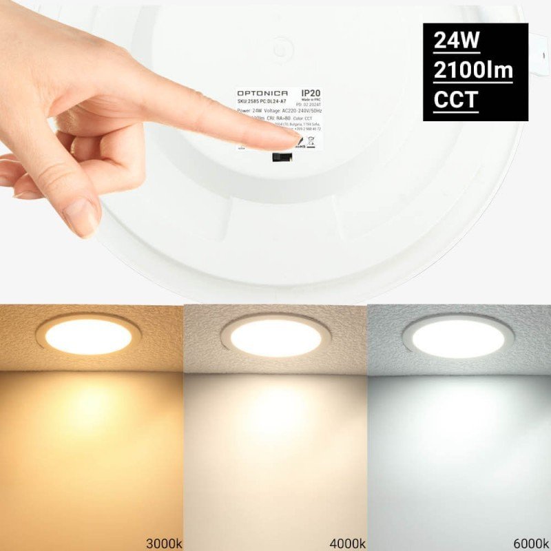 LED šviestuvas, 24W, plonas, temdomas, CCT 3000K-6000K LED šviestuvas, 24W, plonas, temdomas, CCT 3000K-6000K