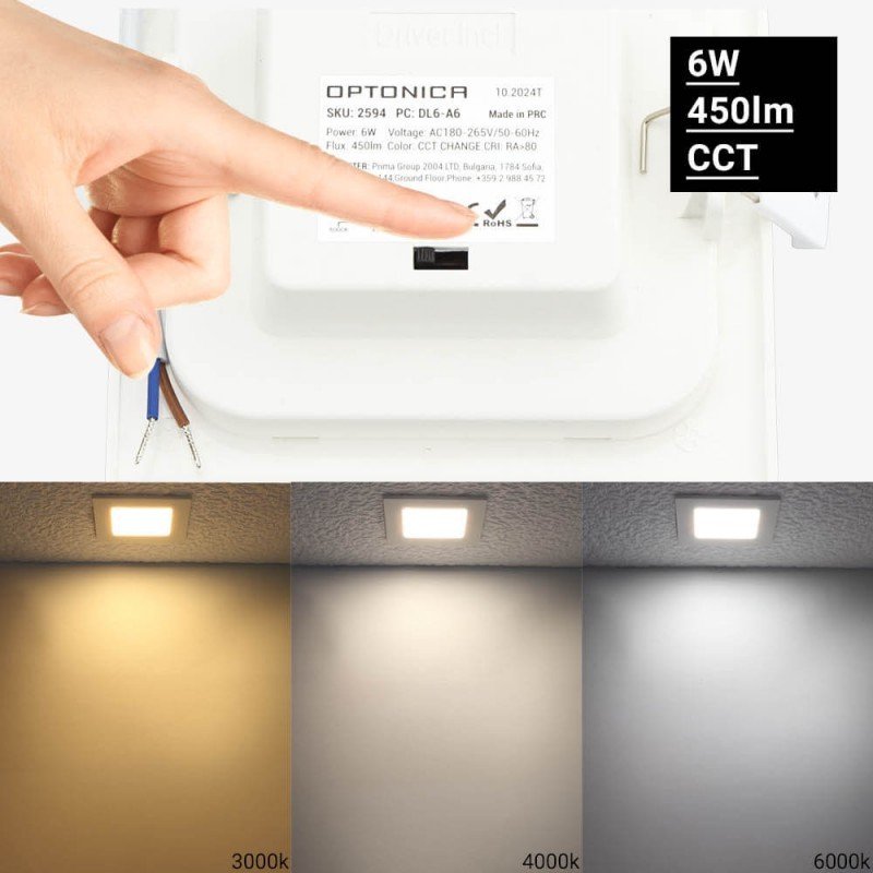 LED mini panelė, kvadratinė, Premium Line, 6W, CCT šviesa LED mini panelė, kvadratinė, Premium Line, 6W, CCT šviesa