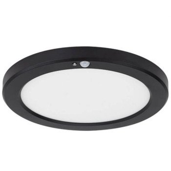 LED paviršinė mini panelė, apvali, juoda, PIR jutiklis, 10/15/18W, CCT šviesa