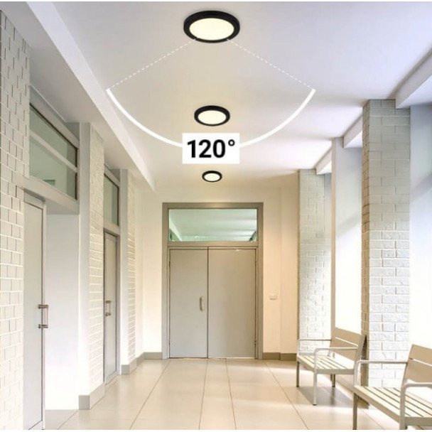 LED paviršinė mini panelė, apvali, juoda, PIR jutiklis, 10/15/18W, CCT šviesa LED paviršinė mini panelė, apvali, juoda, PIR jutiklis, 10/15/18W, CCT šviesa