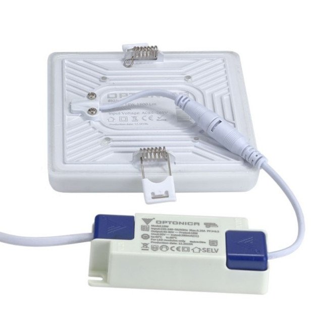 LED berėmė panelė, kvadratinė, 18W, šalta balta šviesa