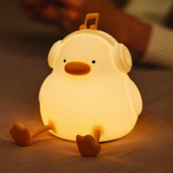 LED žaislinis šviestuvas, 2W, ančiukas, įkraunamas, šilta balta šviesa