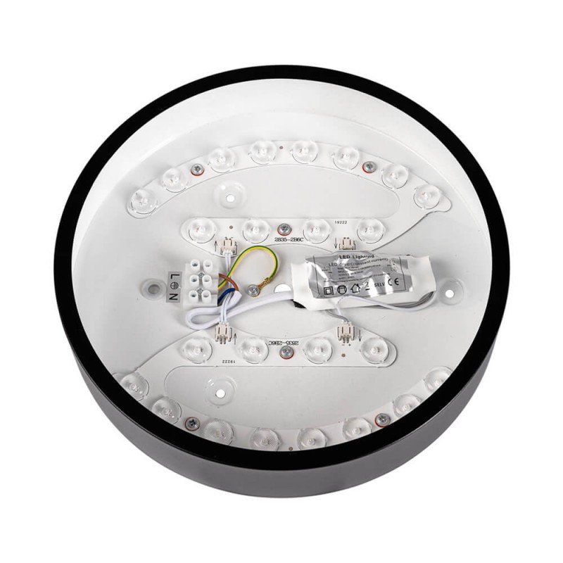 LED lubų šviestuvas, 18W, juodas, šilta balta šviesa