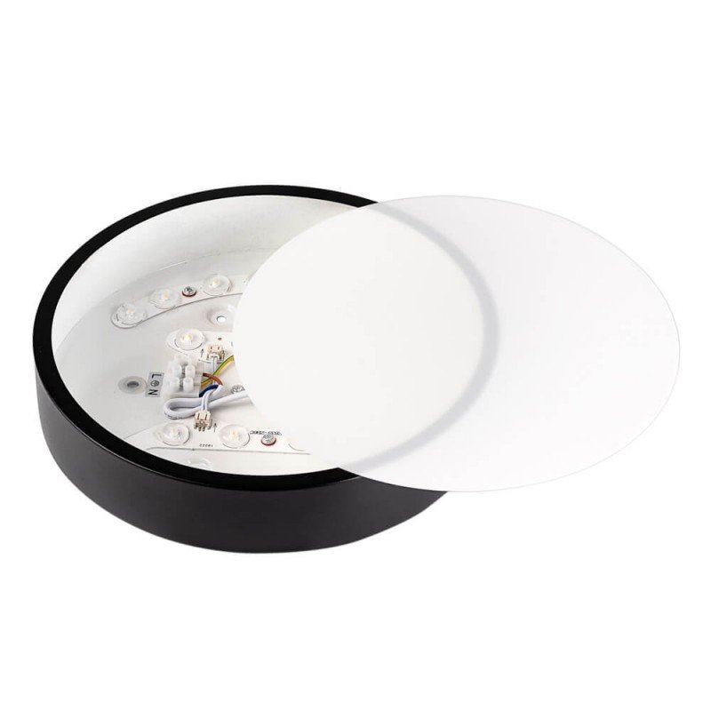 LED lubų šviestuvas, 18W, juodas, šilta balta šviesa