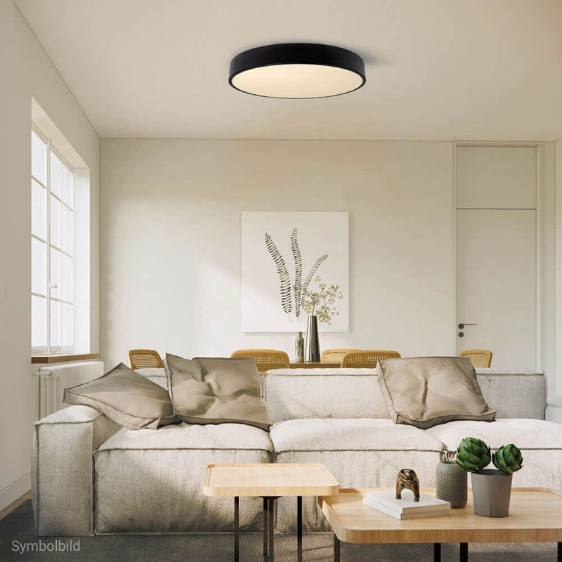 LED lubų šviestuvas, 30W, juodas, šilta balta šviesa