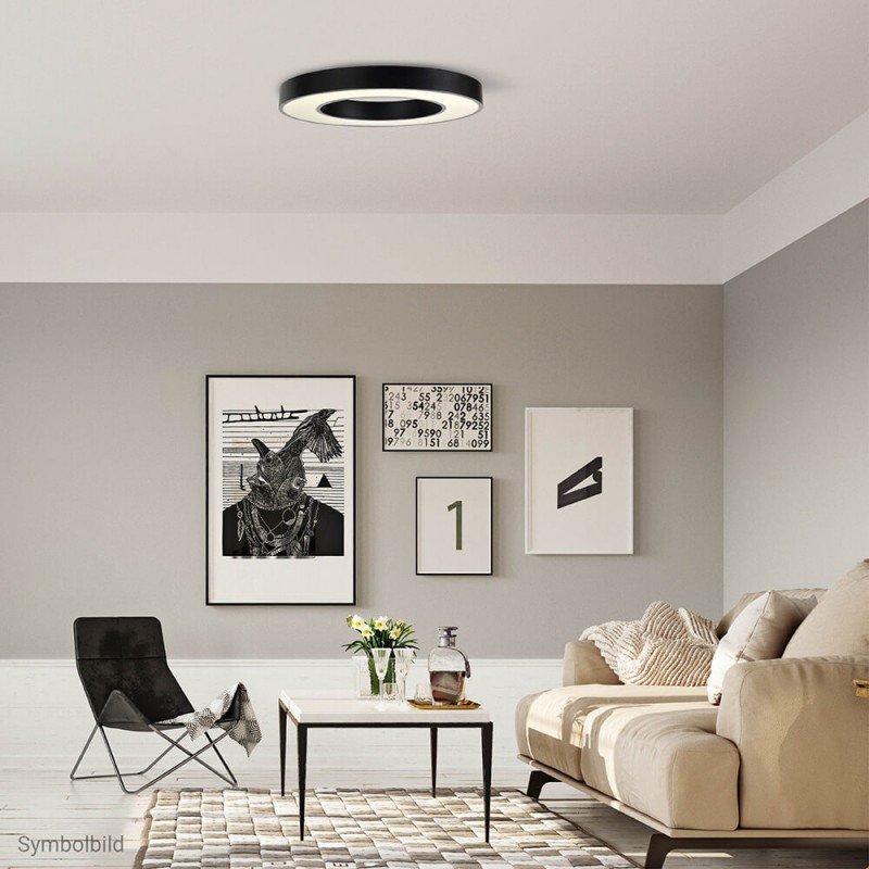 LED lubų šviestuvas, 36W, juodas, apvalus, neutrali balta šviesa LED lubų šviestuvas, 36W, juodas, apvalus, neutrali balta šviesa