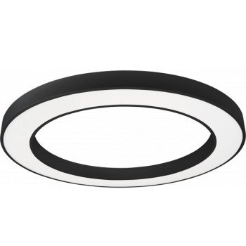 LED lubų šviestuvas, 64W, juodas, apvalus, šilta balta šviesa