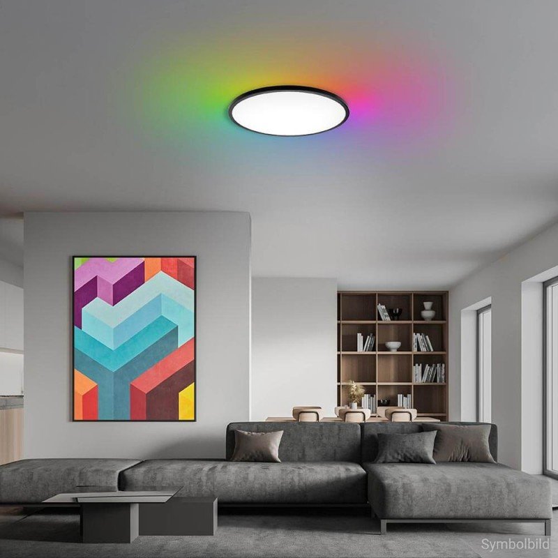 LED lubų šviestuvas, 18W CCT, 32W RGB, juodas LED lubų šviestuvas, 18W CCT, 32W RGB, juodas