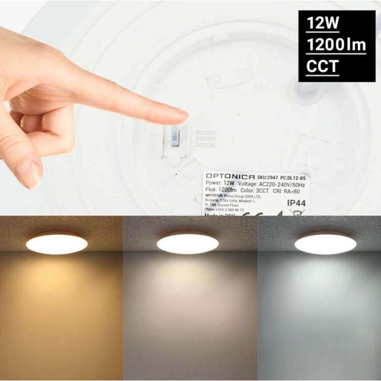 LED lubų šviestuvas, 12W, baltas, CCT šviesa LED lubų šviestuvas, 12W, baltas, CCT šviesa