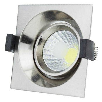LED šviestuvas, kvadratinis, įmontuojamas, nerūdyjančio plieno, 8W, šilta balta šviesa
