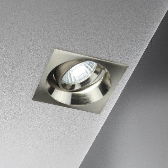 LED šviestuvas, kvadratinis, įmontuojamas, nerūdyjančio plieno, 8W, šilta balta šviesa