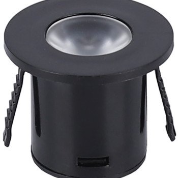 LED šviestuvas, apvalus, juodas, 1W, šilta balta šviesa