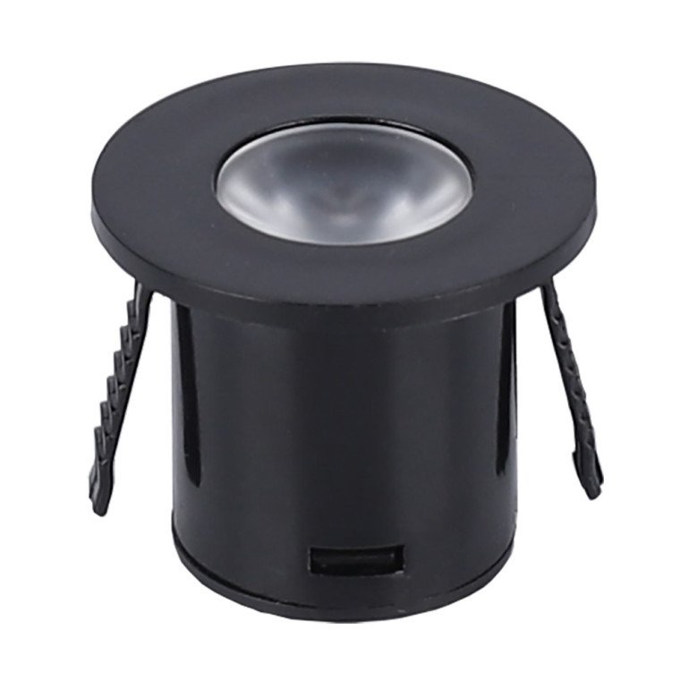 LED šviestuvas, apvalus, juodas, 1W, šilta balta šviesa