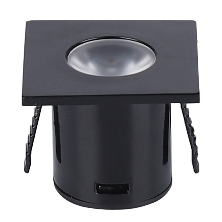 LED šviestuvas, kvadratinis, juodas, 1W, šilta balta šviesa LED šviestuvas, kvadratinis, juodas, 1W, šilta balta šviesa