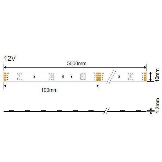 LED juosta, 14.4W/m, 1000Lm/m, 12V, Pro, RGBWW spalvos LED juosta, 14.4W/m, 1000Lm/m, 12V, Pro, RGBWW spalvos