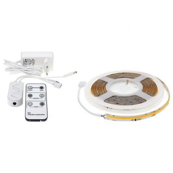 LED juostos rinkinys, 8W/m, 720Lm/m, 24V, nuotolinis valdymas, šilta balta šviesa