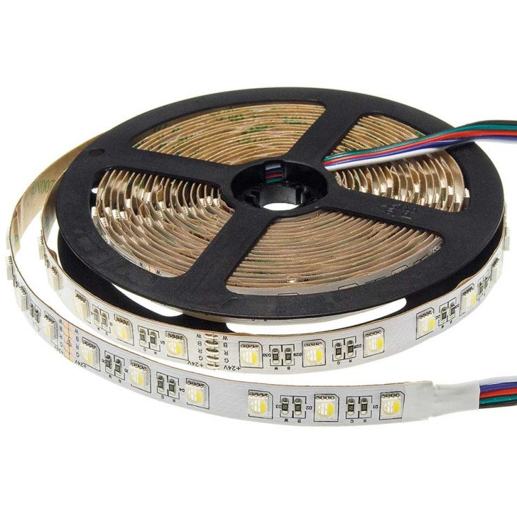LED juosta, 9W/m, 950Lm/m, 24V, CCT + RGB spalvos LED juosta, 9W/m, 950Lm/m, 24V, CCT + RGB spalvos