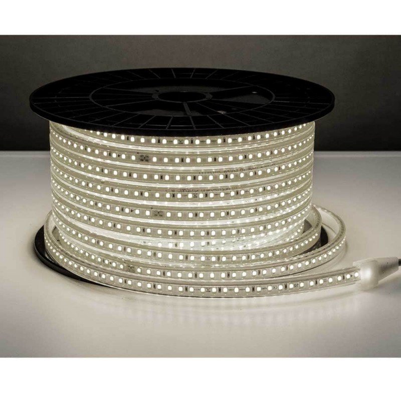 LED juosta, 10W/m, 500Lm/m, 220V, šalta balta šviesa LED juosta, 10W/m, 500Lm/m, 220V, šalta balta šviesa