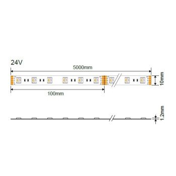 LED juosta, 14.4W/m, 600Lm/m, 24V, Pro, IP54, šalta balta šviesa