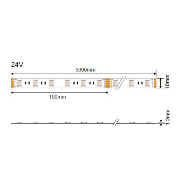 LED juosta, 14.4W/m, 600Lm/m, 24V, Pro, IP54, neutrali balta šviesa