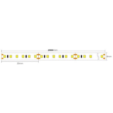 LED juosta, 9W/m, 1000Lm/m, 24V, šilta balta šviesa