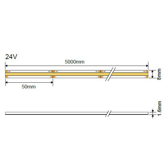 LED juosta, 10W/m, 900Lm/m, 24V, Ra90, šilta balta šviesa