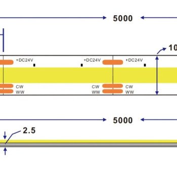 LED juosta, 10W/m, 700Lm/m, 24V, CCT LED juosta, 10W/m, 700Lm/m, 24V, CCT