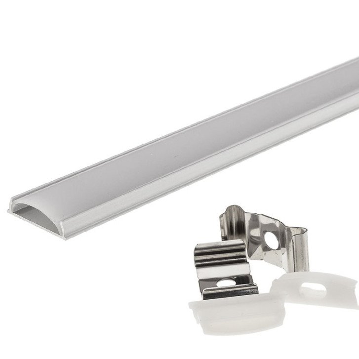 Profilis LED juostai, paviršinis, pilkas, baltas dangtelis, lenkiamas, 17.6x4mm Profilis LED juostai, paviršinis, pilkas, baltas dangtelis, lenkiamas, 17.6x4mm