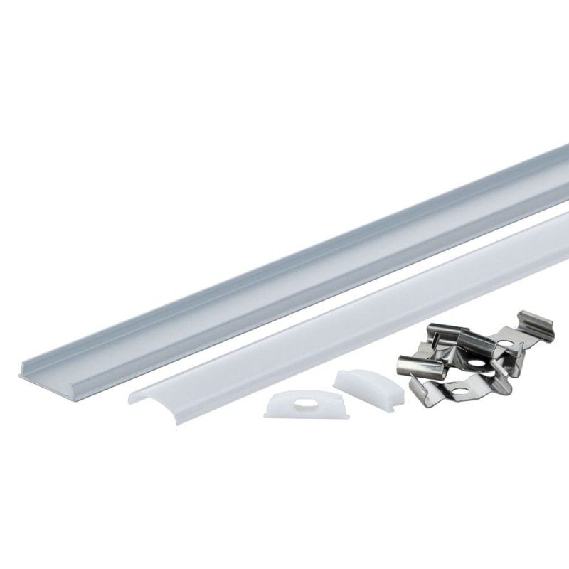 Profilis LED juostai, paviršinis, pilkas, baltas dangtelis, lenkiamas, 17.6x4mm Profilis LED juostai, paviršinis, pilkas, baltas dangtelis, lenkiamas, 17.6x4mm